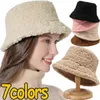 Szerokie czapki wiadra 7 colors zima jagnięcy wełna rybakowy fisherman moda moda płaska zimna zimna wiatroodporna czapka koreańska stała kolor 230915