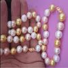 Nya fina äkta pärlor smycken 11-12 mm verkliga naturliga South Sea Multicolor Pearl Necklace Armband222x