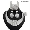 Julalii Nowe nigeryjskie wesele afrykańskie zestaw biżuterii dubajskiej dla kobiet złote i srebrne duże naszyjniki Bransoletka Ring256p