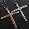 MHS SUN grande croix mode chaîne collier mosaïque Zircon pendentifs collier de luxe femmes filles CZ bijoux or argent Color322J