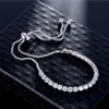 Vecalon Female Extend 팔찌 4mm 다이아몬드 화이트 골드 가득 채워진 크리스탈 약혼 웨딩 브레이슬릿 jewelry208k