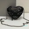 Heart Love Chain Bag Rivet Crossbody Shoulder Mini Bags Sheepskin Pleated Women Handbags Girls Clutch Dinner Bags Small Purse Wallets