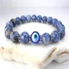 SN0577 Jasper Evil Eye-armband Veel geluk Eye-bedelarmband Blauwe en witte stenen armband voor heren2357