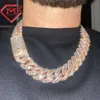 Rappare 20mm Iced Out Rose Gold Chain Emerald Cut Moissanite Cuban Link Chain Mens Hip Hop Miami Chain