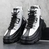 High Top Board White Thick Soles Inside Elevating Riding Spring New Male Fashion Shoes Casual Short Boots 6021