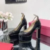 Sandali con plateau in pelle verniciata 155mm Donna Classic Fashion Designer di lusso scarpe eleganti Cinturino alla caviglia con tacco alto da donna Sandalo con tacco grosso scarpe da festa35-42 con scatola