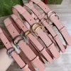 Top Quality Pink Embroidery Leather Belt 3 colors Steel Buckle Designer Women Belts 2023 New Arrival Lady Dress Waist Belts 2/3cm with Box