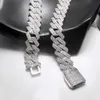 Hip-Hop Jewelry In Stock Moissanite Chain Iced Out Double Rows Miami Cuban Necklace 925Sliver 20mm Cuban Link Chain