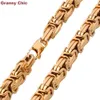 Granny Chic Design Herrsmycken Guld Färg Rostfritt stål enormt tungt bred byzantinsk King Chain Halsband 15mm7 -40 "259g