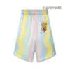 Casablanca silk sets satin shell wave neon rainbow dream casual shorts men designer shirts216J