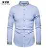 Men's Fashion Printed Shirts Western Style Formal Casual Pattern Floral Business Wears Stand Collar Long-sleeved Dress247q