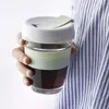 Bicchieri da vino da 350 ml di tazza di caffè portatile a portata di latte in vetro silicone resistente alla colazione in acqua potabile