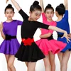 Stage Wear Mezze maniche Abito intero Ragazza latina Ballo latino Solido Samba Costume di carnevale Dancewear Bambini Abiti salsa Tango