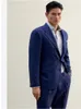 Costumes pour hommes sur mesure sur mesure affaires formelles de mariage veste manteau bleu laine soie lin printemps été décontracté