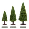 Decorative Flowers 15Pcs 1/ 100 150 200 Dark Green Pine Models Cedar Trees Model For Scenery Landscape Layout