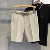 Shorts masculinos calças moda calças curtas casuais cinco pontos soltos bolsos de cor sólida em linha reta com cinto