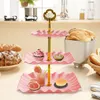 Tallrikar Cupcake Stand 3 Tier Plastic Cookie Tower för födelsedagsbröllopsfester