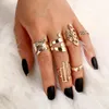 Modyle богемный комплект металлических колец золотого цвета для женщин, винтажное многослойное кольцо с кристаллами и звездами, геометрическое кольцо на сустав пальца, вечерние, свадебные украшения320y