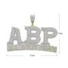 Iced Out CZ Diamant Lettre ABP Pendentif Collier Or Argent Plaqué Mens Bling Bijoux Cadeau