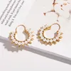 WHOMEWHO Gouden Zonnebloem Parel Minimalistische Geo Spike Piercing Hoepel Oorbellen Trendy Fashion Koreaanse Party Hiphop Sieraden Bijoux259G