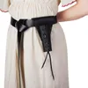 Bälten vuxen brun pu läder medeltida stil rem hållare växel rapier mantel ring bälte hölster riddare cosplay
