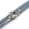 Charme Armbänder Allyes Mode Hohl Metall Stern Blau Leder Armband Für Frauen Einfache Multilayer Wrap Party Schmuck Geschenke