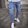 E-BAIHUI Jeans skinny effetto consumato nuovi da uomo Designer uomo Jeans slim rock revival jeans dritti Hip Hop streetwear uomo J3509