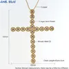 MHS SUN grande croix mode chaîne collier mosaïque Zircon pendentifs collier de luxe femmes filles CZ bijoux or argent Color322J