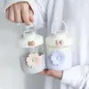 Wine Glasses Water Drinking Cup Juice Milk Anti Scalding Portable With Handle Rope Short Chubby Transparent Cute