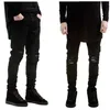 Мужские джинсы модный бренд мужские черные узкие рваные эластичные тонкие хип-хоп Swag джинсовые мотоциклетные байкерские брюки Jogger1298S