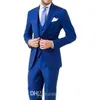 Nouveautés deux boutons bleu Royal marié Tuxedos pic revers hommes costumes hommes costumes de mariage veste pantalon Vest216i