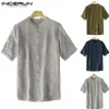 Plus Size S-5XL Fashion Plain Shirts Mens Dress Man Clothing Summer Tee Tops Short Sleeve Loose Fit Button Down Camisa Hombre305s