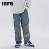 IEFB Herrenbekleidung Hip Hop schwarze Jeans Neue Mode Herren Kaulquappe bedruckte lässige Denim-Hosen mit mehreren Taschen High Street 9Y323099