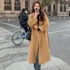 Womens Fur Faux Vaublesided Woolen للألوان الطازجة الطويلة الربيع الخريف النسخة الكورية الشتوية فضفاضة ونحيفة فوق معطف الركبة 230915