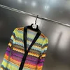 Casual jurken PREPOMP 2023 herfstcollectie lange mouw V-hals kleurrijke gestreepte mesh maxi-jurk dames
