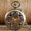 Steampunk Bronzo Scava Fuori Simpatico Piccolo Pesce Rosso Cover Orologio da Tasca Meccanico a Carica Manuale FOB Orologio Scheletrato con Pendente a Catena per Uomo Wo301a