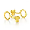 Pendientes de tuerca Real Pure 999 oro amarillo de 24K mariposa encantadora 0,8g regalo de mujer