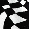 Tapis abstrait échiquier tapis pour salle de bain moelleux bain tapis d'échecs maison moderne blanc noir art tapis de sol absorbant