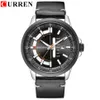 cwp 2021 CURREN Casual lederen band Zakelijke horloges Klassiek zwart quartz herenhorloge Weergave datum en week Waterdicht 224z