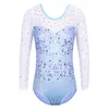 Stage Wear Baohulu Sparkle Ballet Justaucorps Paillettes Gymnastique Body À Manches Longues Tenue De Pratique Couleur Dégradée Danse