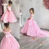 Flower Girl Dresses For Wedding Off Shoulder Lace Floral Tiered Skirts Girls Pageant Dress A Line Kids Birthday Gowns223y