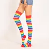 Donne su calzini a strisce a righe a strisce di Natale JK Girls Sexy Rainbow Long Socks Meias Lolita Thiera High Cosplay Socks