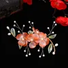 Hårklipp kinesiska glaserade blommor hårnål tiaras hanfu fest huvudbonader för flickor sagan sida stift vintage bröllop brud smycken