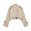 Damen-Trenchmäntel, abgeschnittene Damen-Langarm-Khaki-Jacke, grundlegender klassischer Stil, Dame, High Street, lässig, lockeres Top, weiblich, 2023