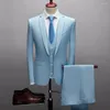 Costumes pour hommes 1 ensemble costume formel confortable blazer gilet pantalon revers bons boutons tactiles haut coupe ajustée