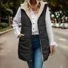 Chalecos de mujer Otoño Invierno Chaleco de lana Abrigo de algodón con capucha Color sólido Sin mangas Cremallera Ropa de calle Reversible Chaqueta de longitud media