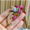 Broches De luxe Zircon plaqué or riche oiseau cuivre broche broche Corsage mignon Animal coloré émail broches pour femmes vêtements accessoires