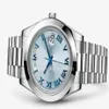5-gwiazdkowe Super Mens Luksusowe zegarki 228206 Platinum 40 mm Day-Date Ice Blue Arabic Rzadka dita