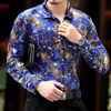 Whole-New Spring Mens Camicie di velluto Uomo Barocco Marchio di lusso Heren Kleding Chemise Homme Stampa leopardata Marque Abbigliamento U195I