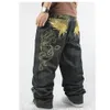 Jean homme Skate Baggy ample broderie Rap Hip Hop Denim pantalon pantalon 1AS1172Q
